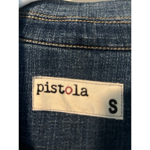 PISTOLA Denim‎ Jacket BUTTON FRONT DISTRESSED SIZE Small Stretch Fabric - Picture 6 of 7